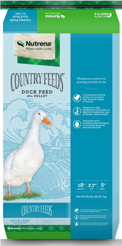 Nutrena Countryfeeds Duck Feed, best for adult ducks and subadult ducks age 4 weeks and up